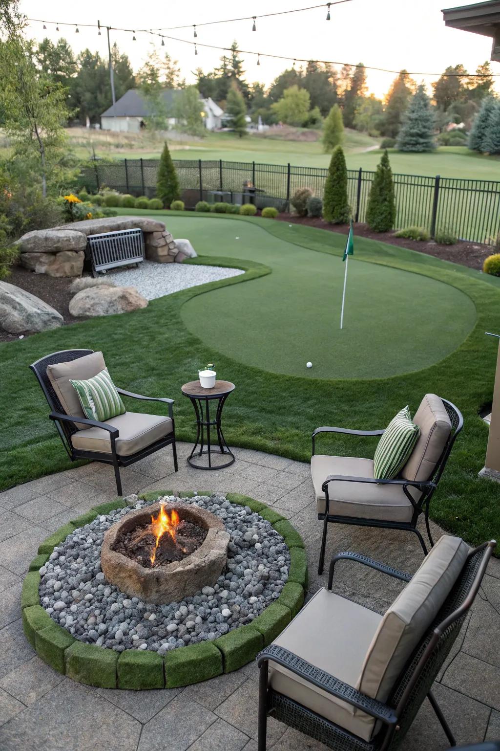 Combine relaxation and recreation with a luxury lounge green.