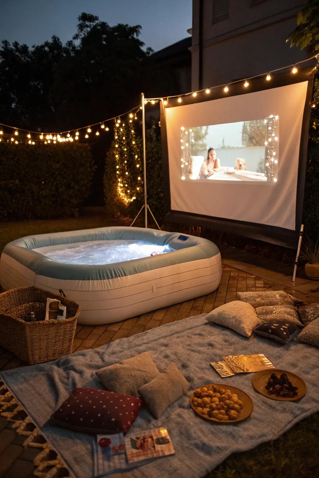Enjoy a cinematic experience by the pool.