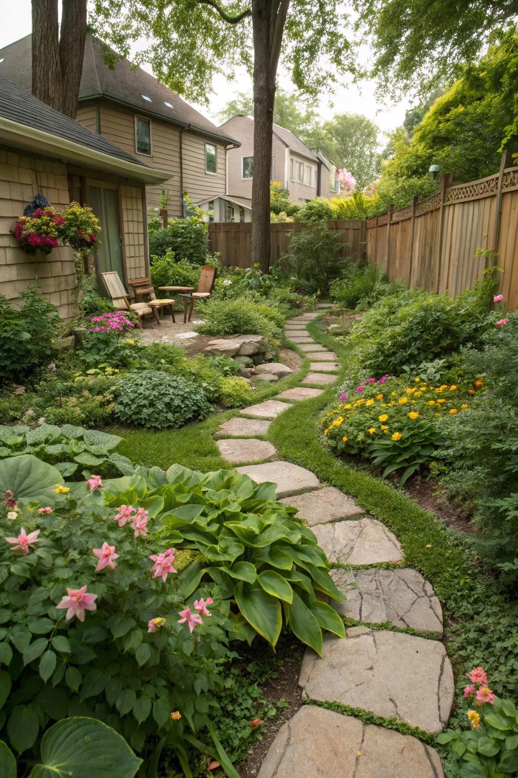 Inviting stone pathways weaving through a lush Milwaukee garden.