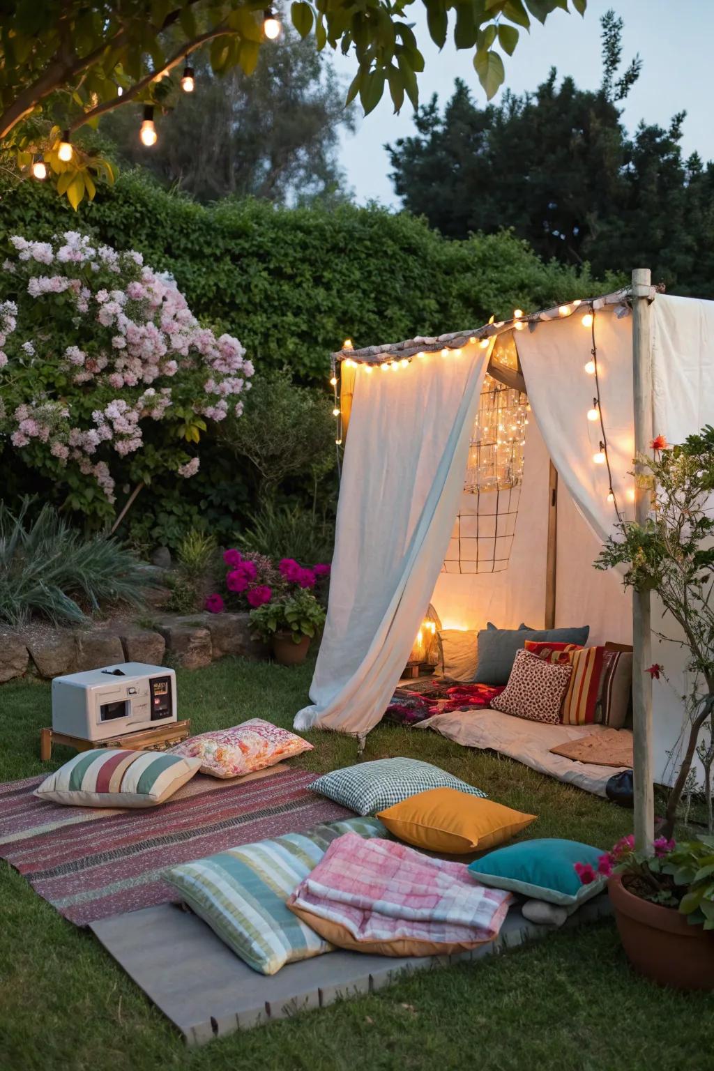 A blanket fort can make your movie night feel like a cozy retreat.
