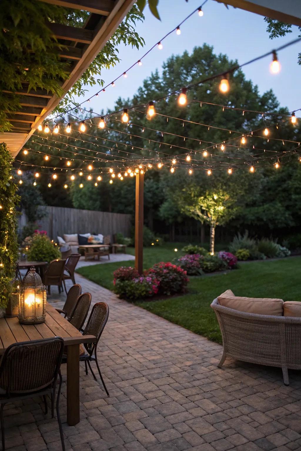 String lights add a magical touch to your evening oasis.