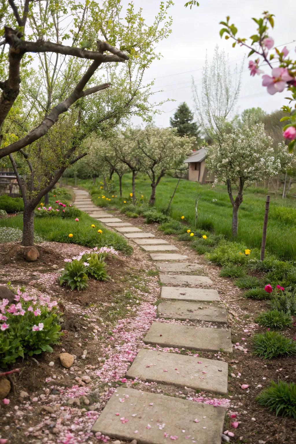 Pathways make your orchard both practical and beautiful.