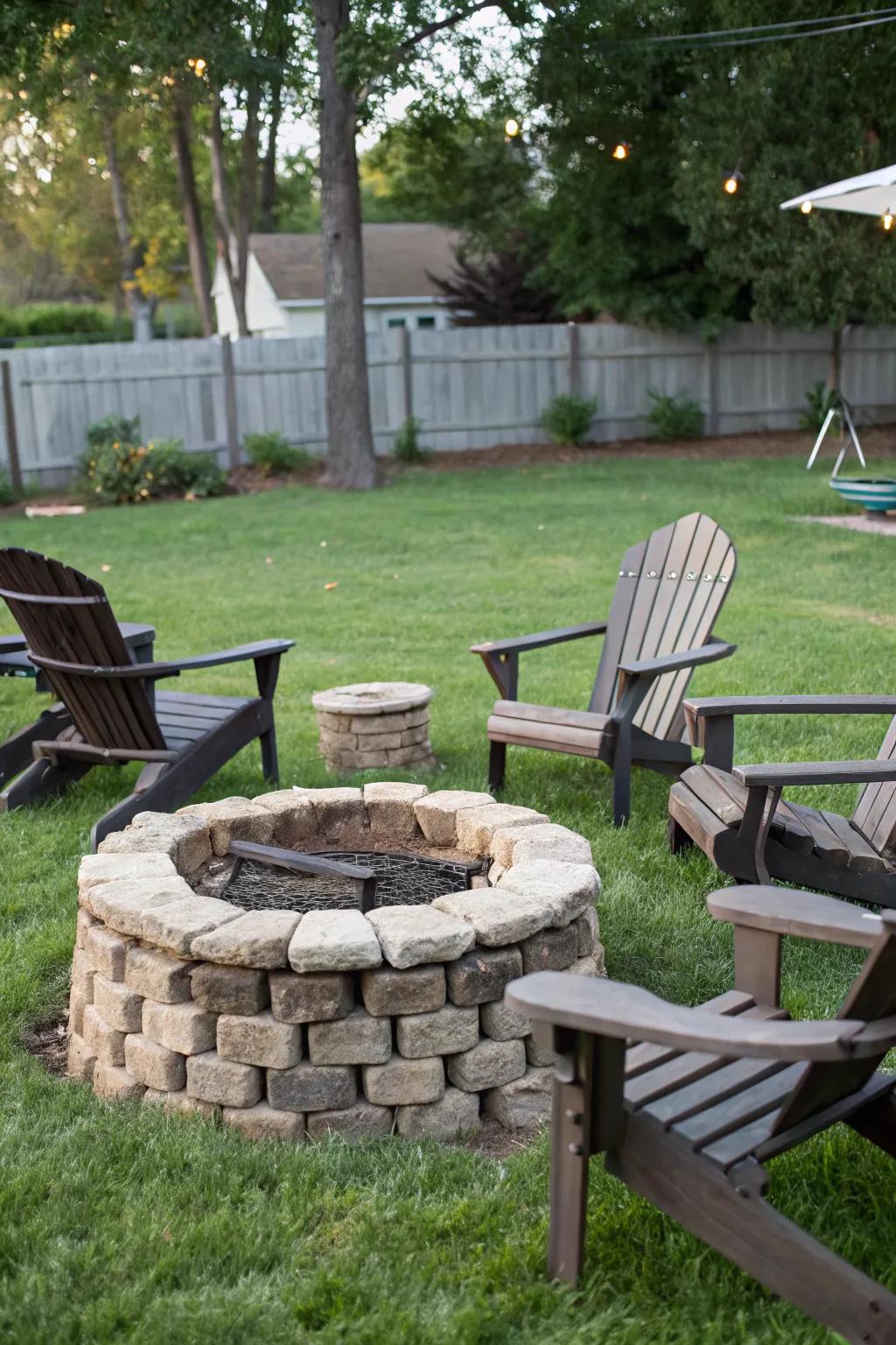 Gather around a rustic DIY fire pit for memorable evenings.