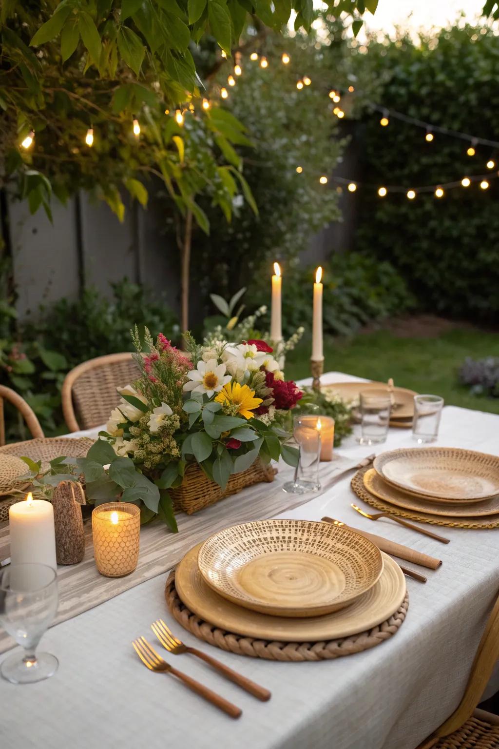 Eco-friendly tableware offers a chic and sustainable option.