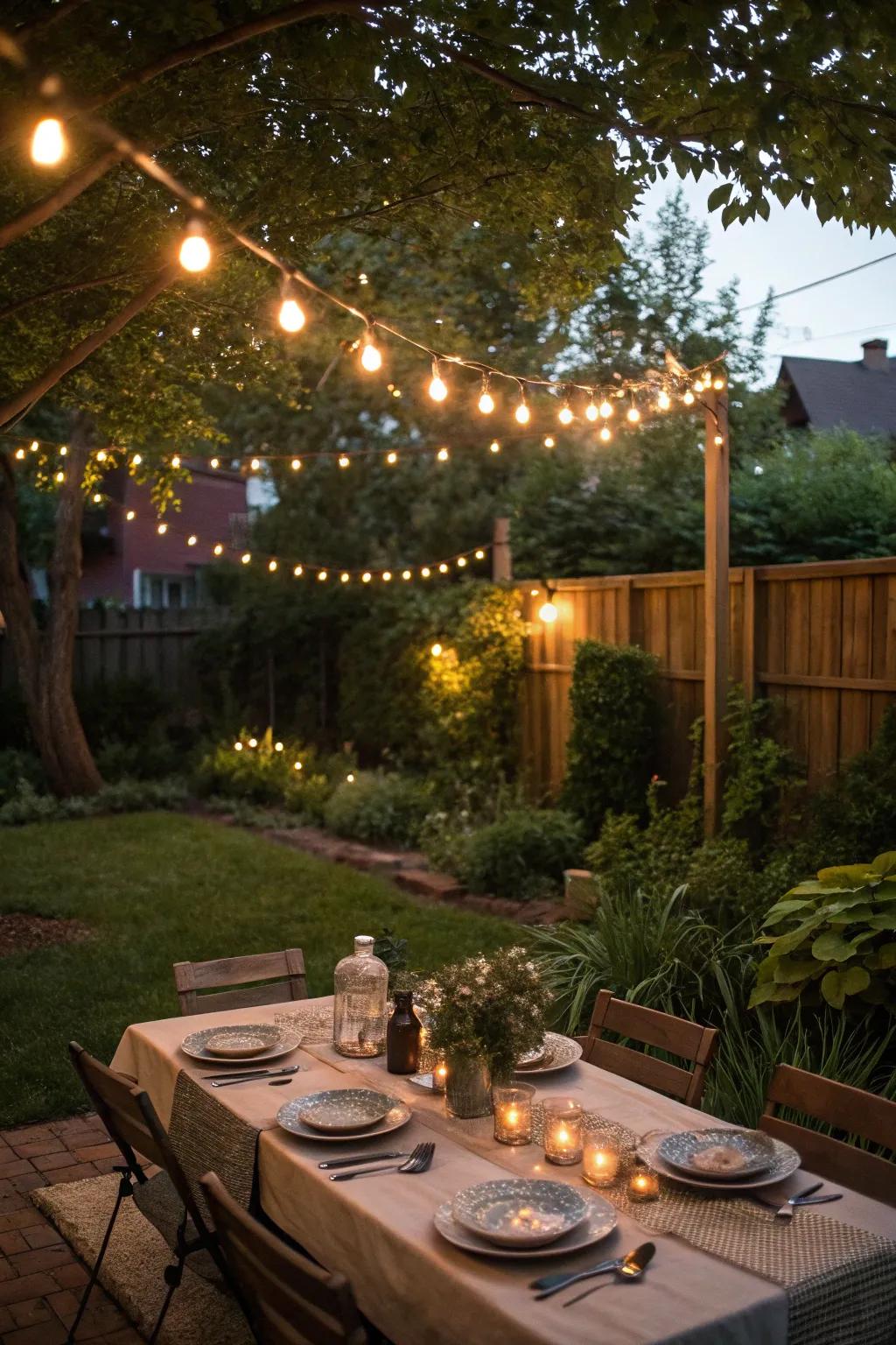 Enjoy alfresco dining with a beautifully set outdoor table.