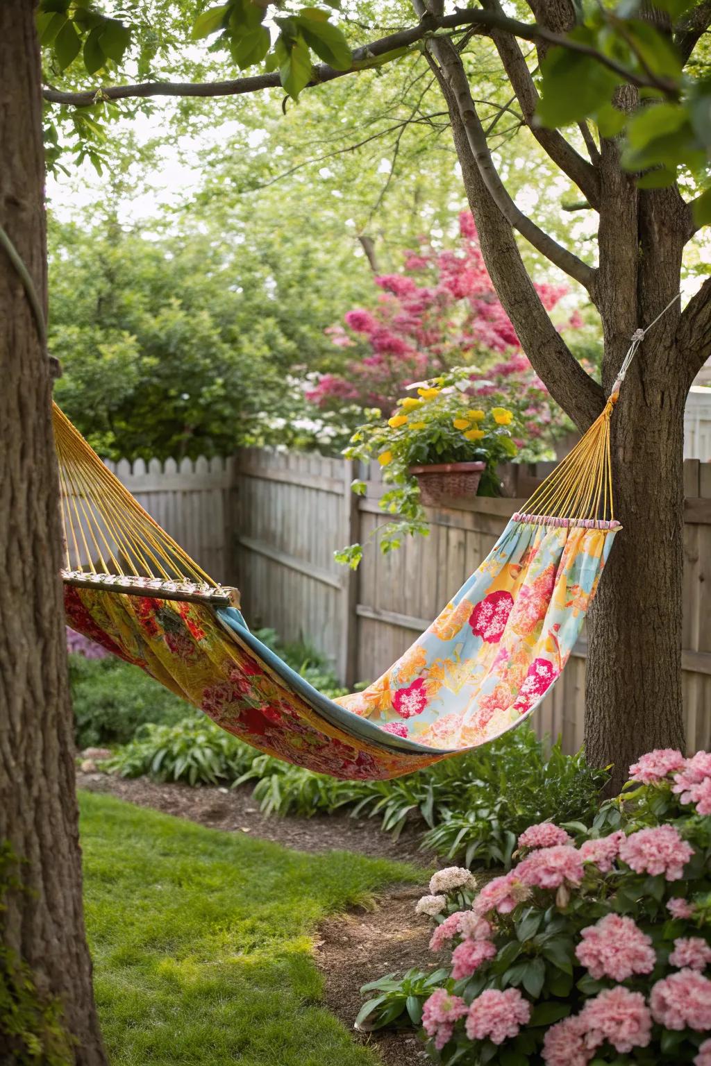 A hammock invites relaxation in your backyard sanctuary.