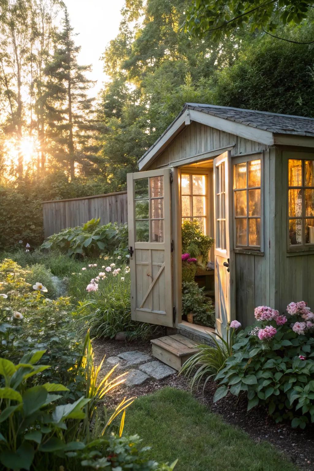 A shed basking in sunlight to maintain a dry interior.