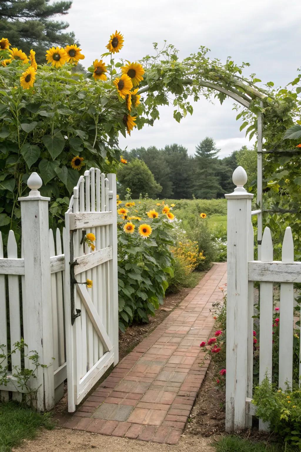 Sunflowers greeting you at the garden entrance with a warm welcome.