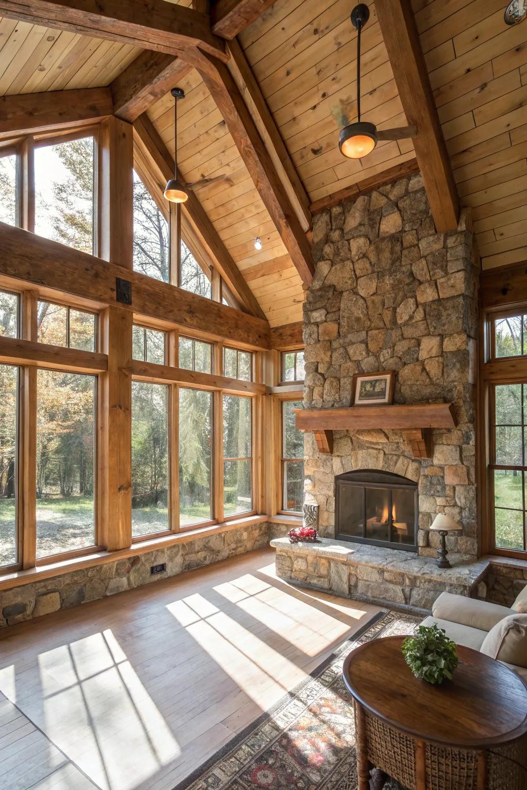 Rustic charm in a cozy sunroom setting.