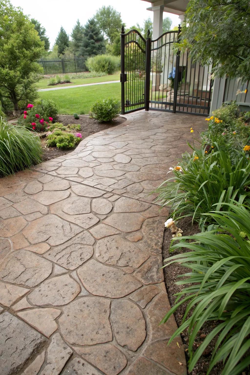 Stamped concrete offers versatility with a variety of design options.