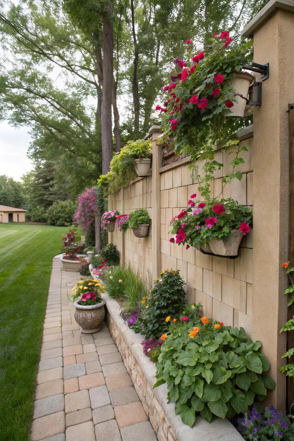 Integrate planters for a lush garden look.