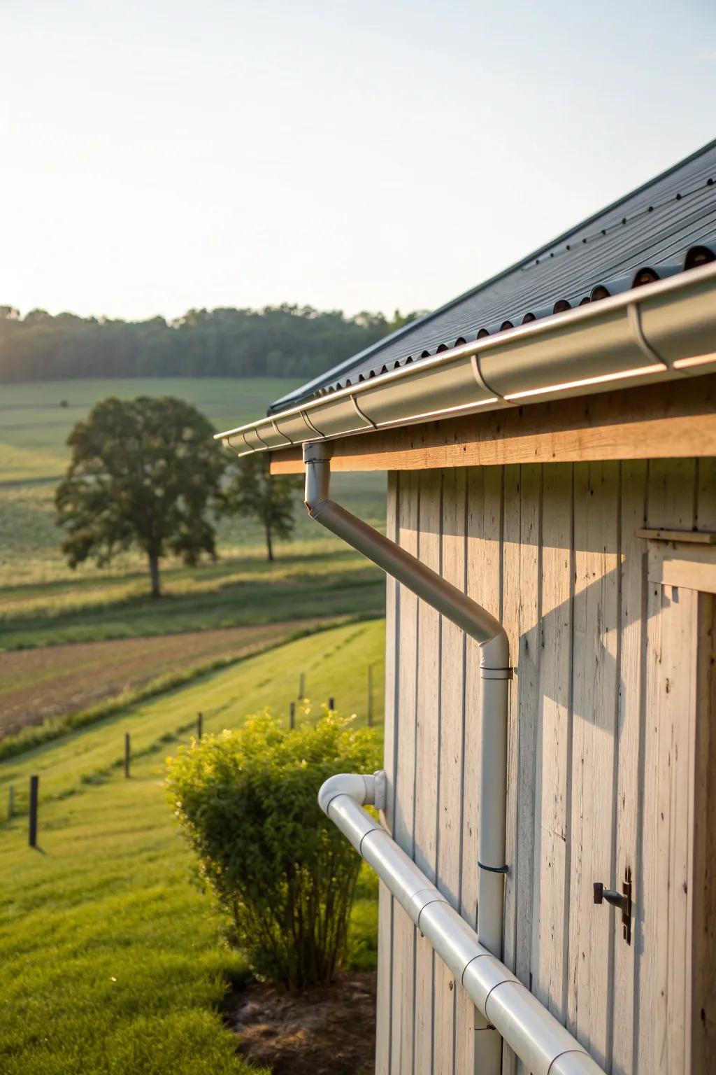 PVC gutters provide a low-maintenance solution for barns.