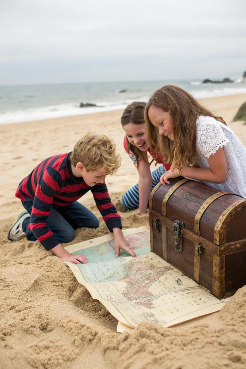 Adventurous kids on a quest to find the hidden treasure.