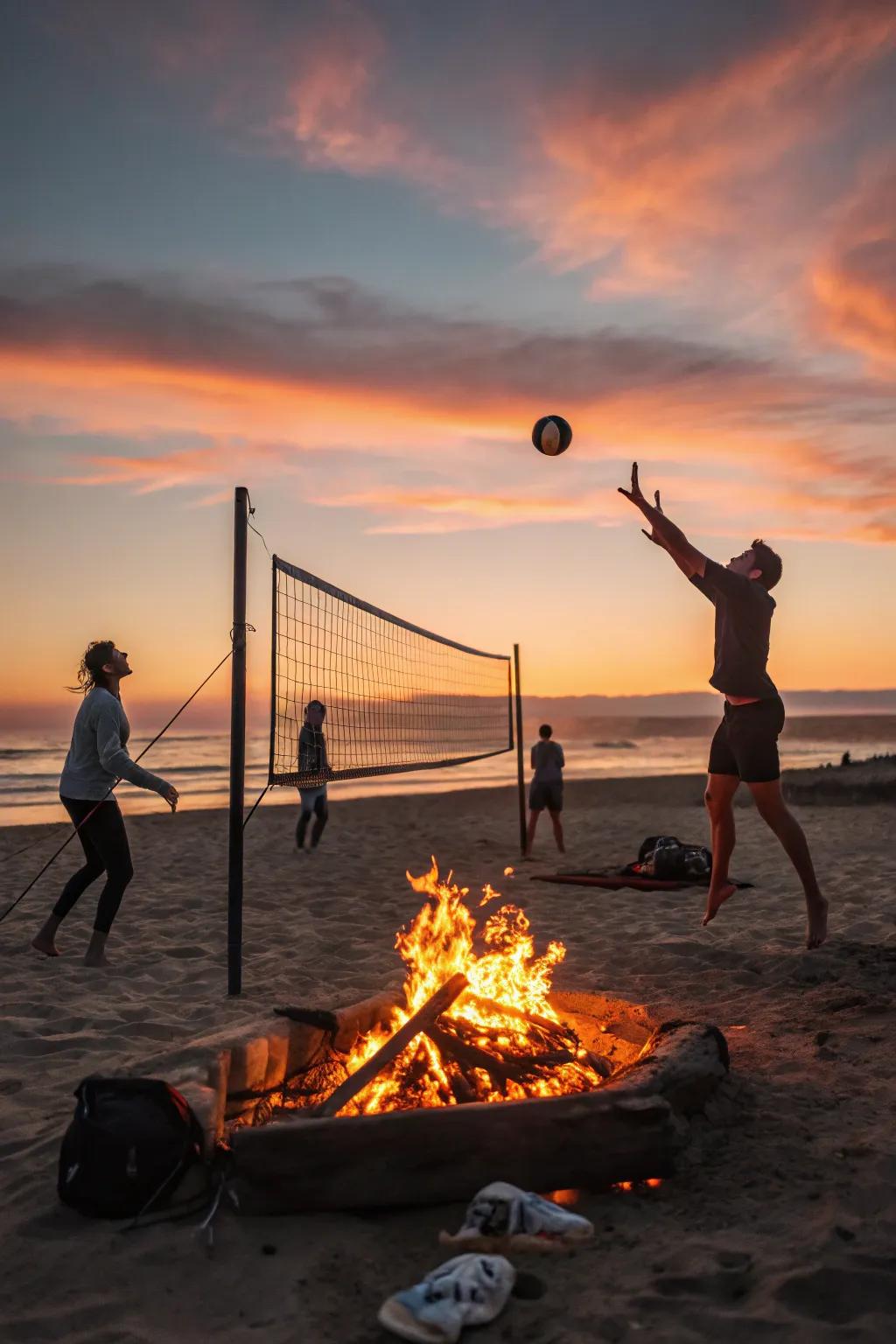 Interactive games add fun and energy to your beach bonfire party.
