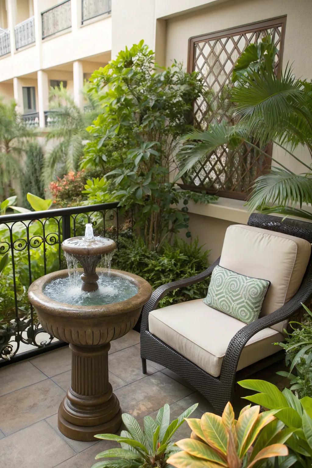 A water feature brings a serene ambiance to your outdoor space.