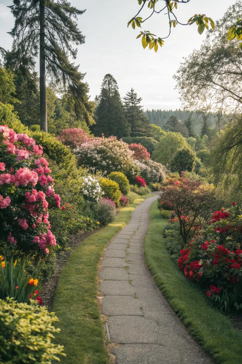 Inviting garden pathways lead through a bee-friendly haven.