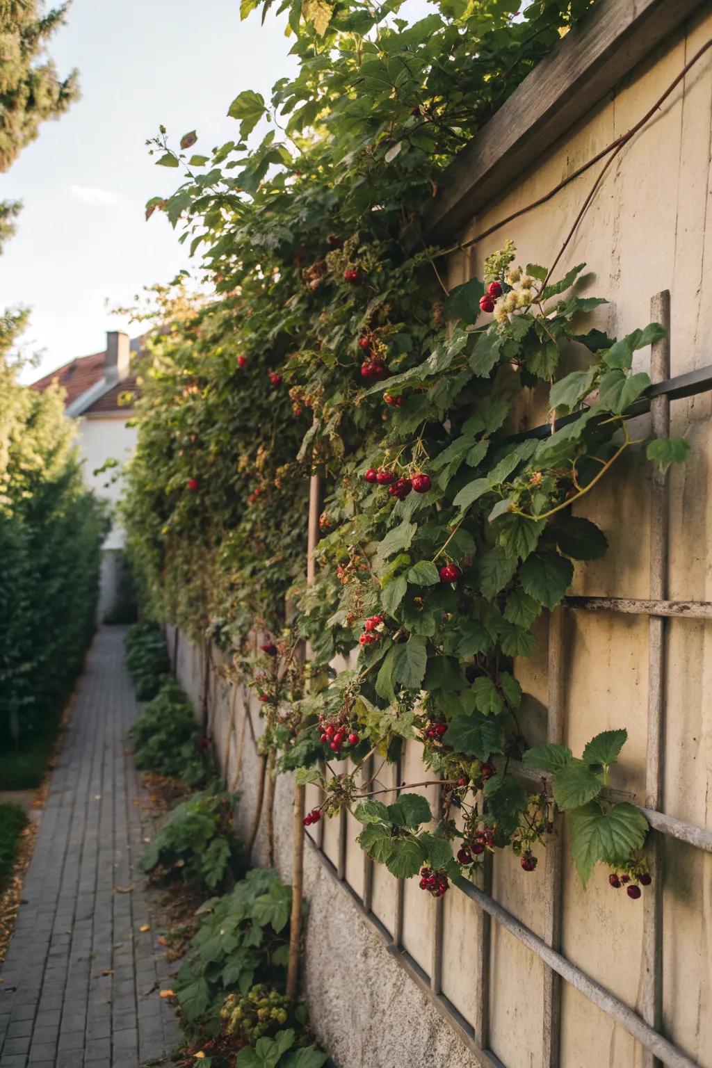 A wall-mounted trellis is perfect for small garden spaces.