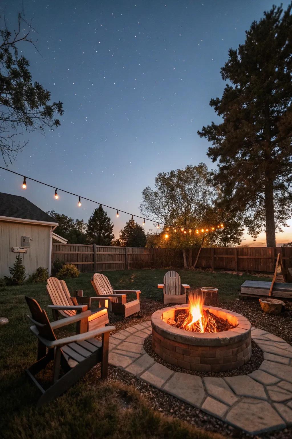 A fire pit creates a cozy gathering place in your backyard.