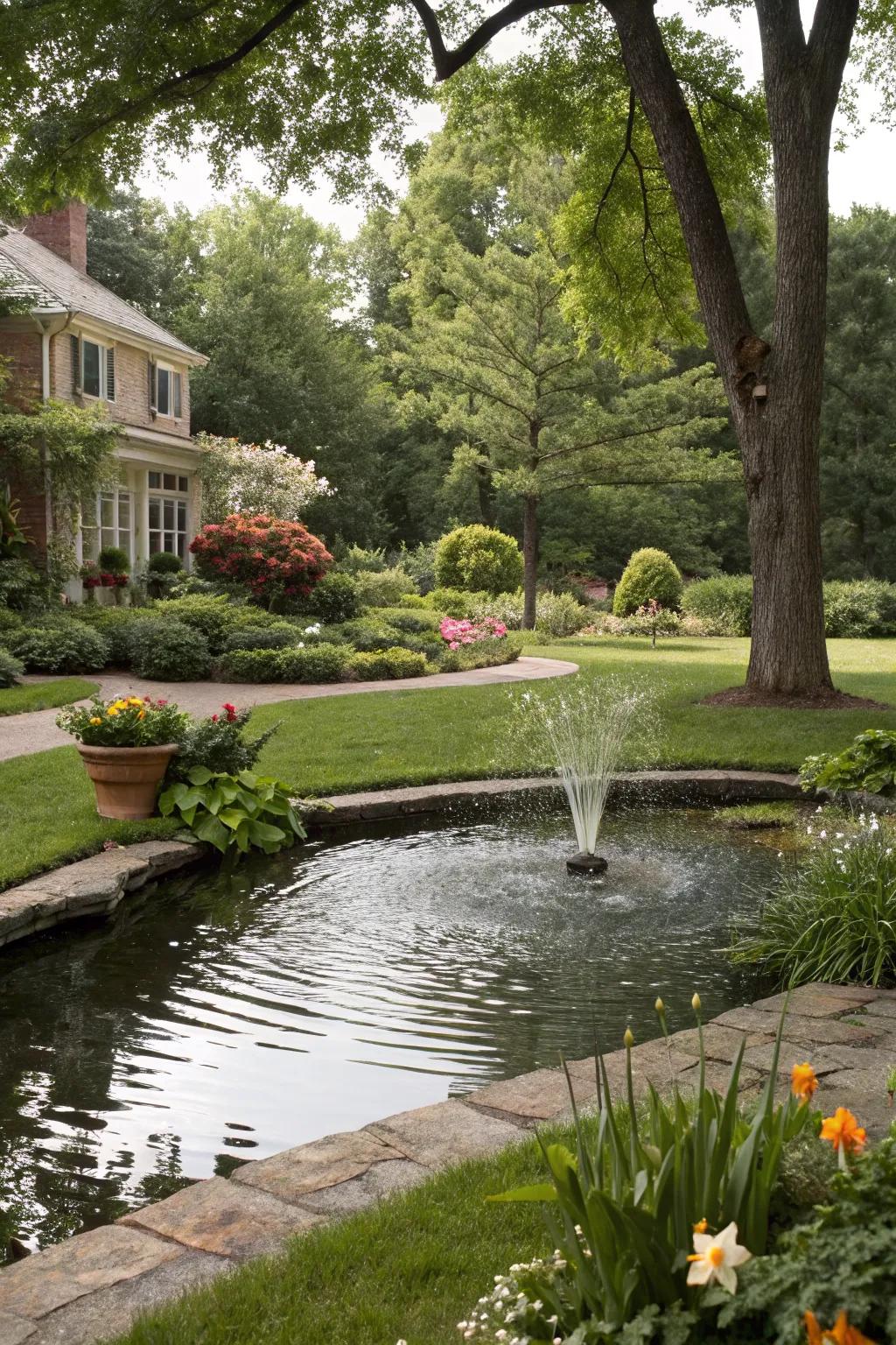 A soothing water feature that adds tranquility to the landscape.