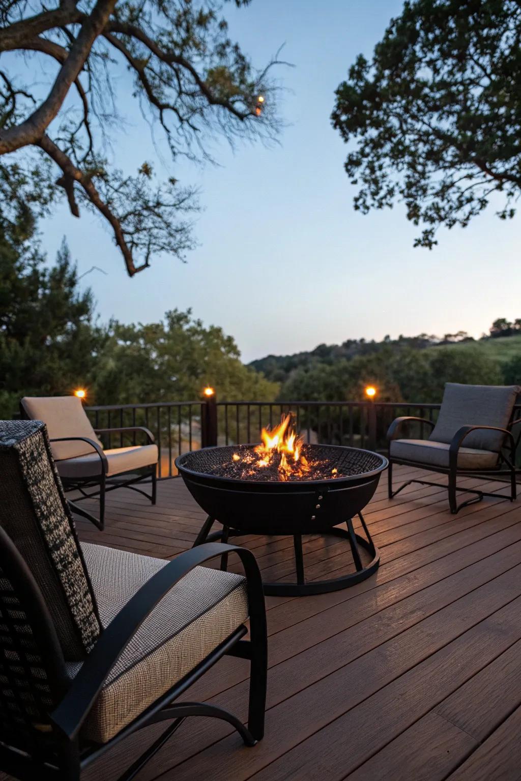 Gather around a fire pit for warmth and conversation.