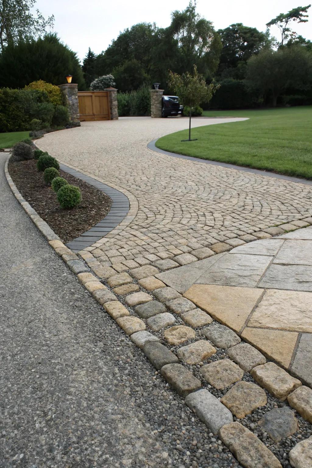 Mixing textures for a unique driveway experience.