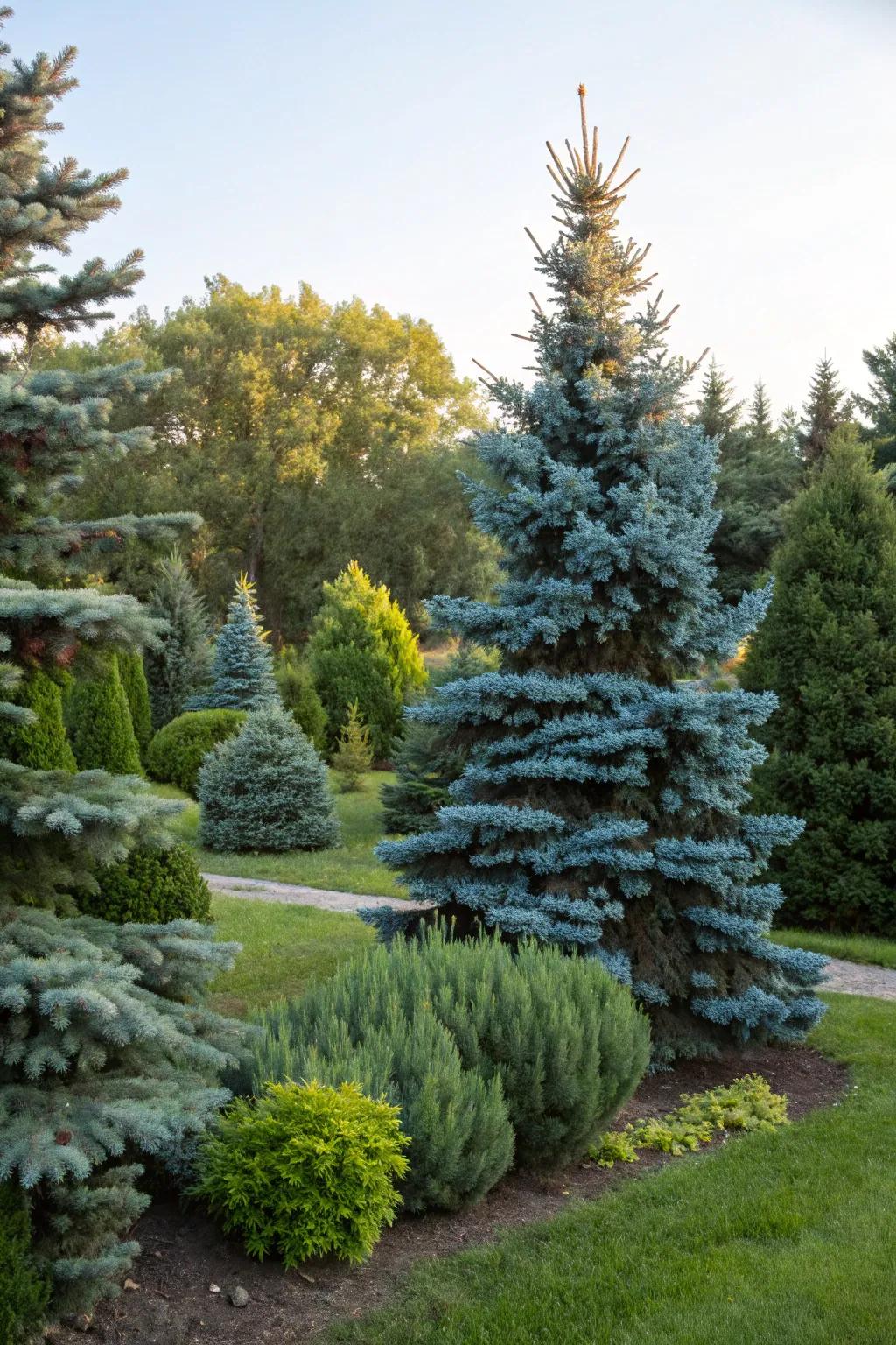 Layering with other evergreens brings depth to the landscape.