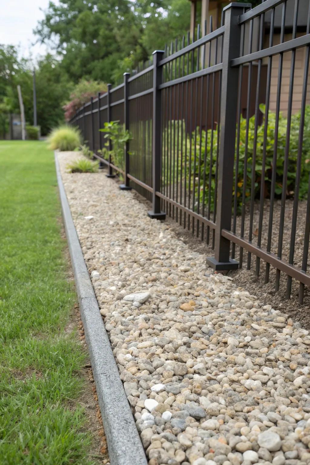 Gravel provides a quick and effective solution for fence gaps.