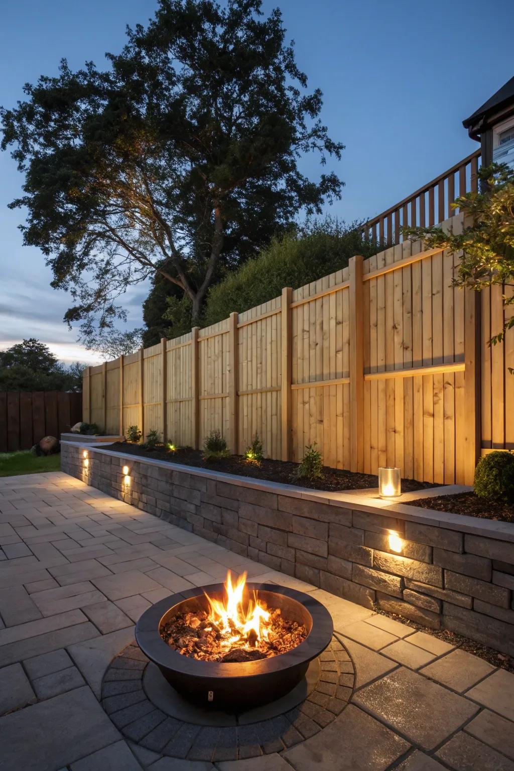 A boundary fence creating a cozy outdoor living space.