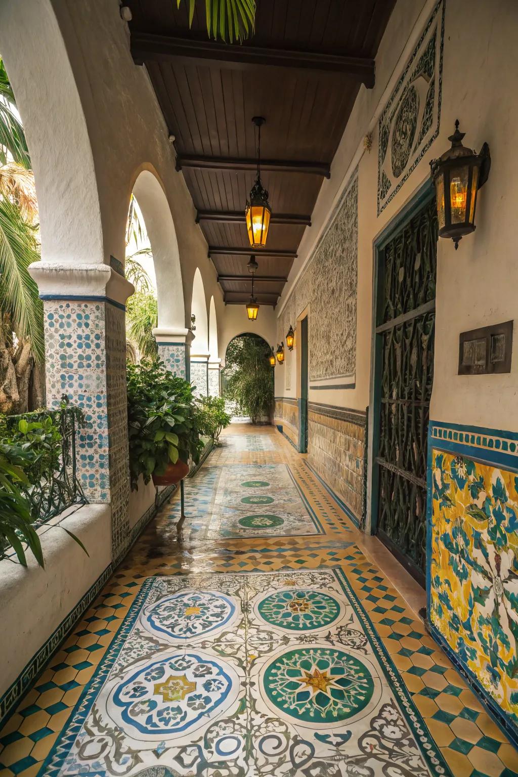 Bring color and pattern with a decorative tile pathway.