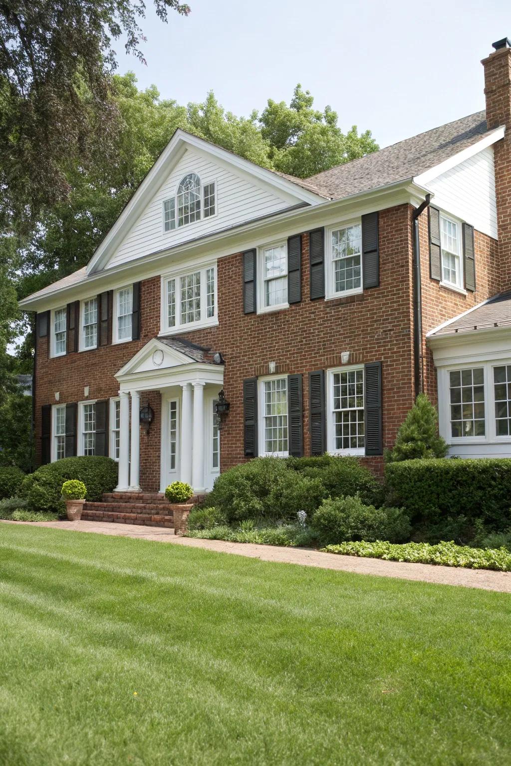 White trim highlights the beauty of brick exteriors.