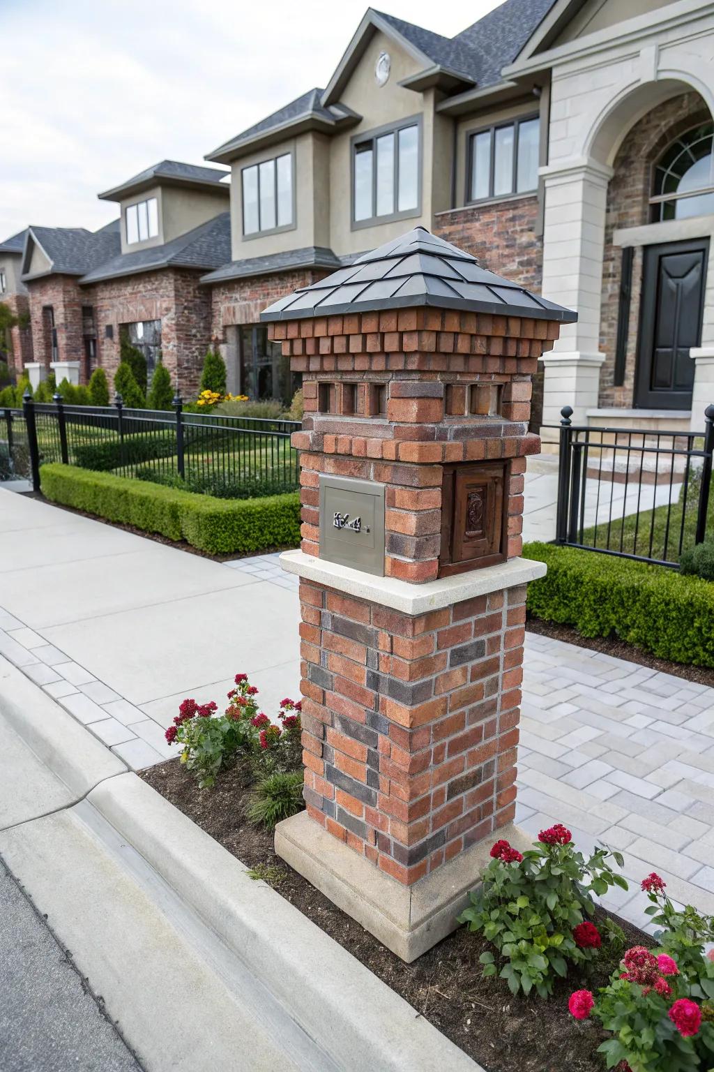 Create visual interest with varied brick patterns on your mailbox topper.