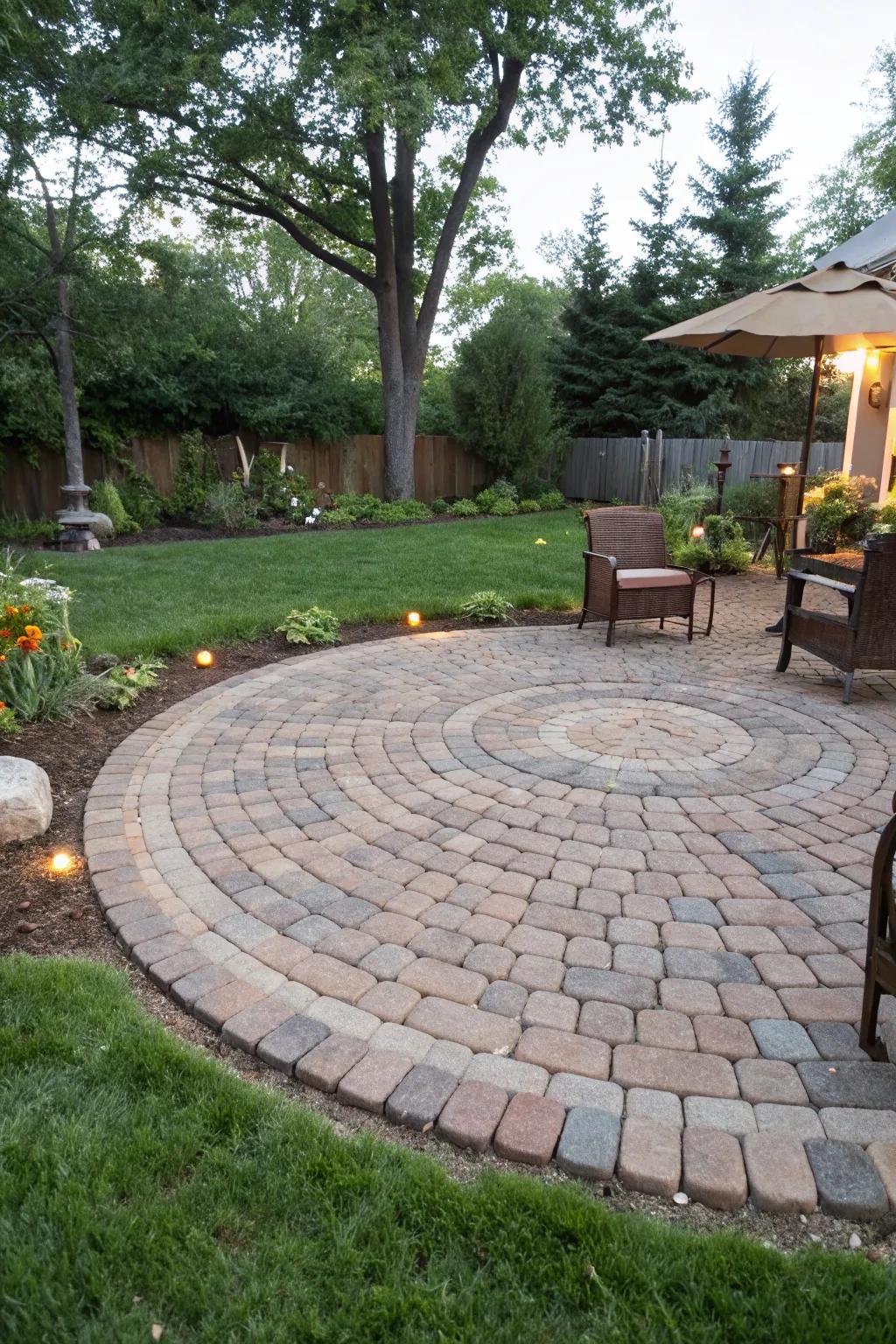 Make a statement with a circular brick paver design.