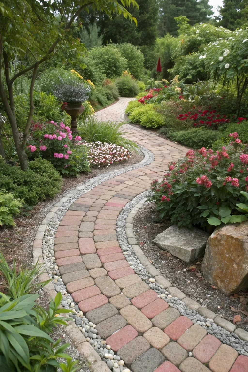 A creative mix of materials for a visually striking pathway.