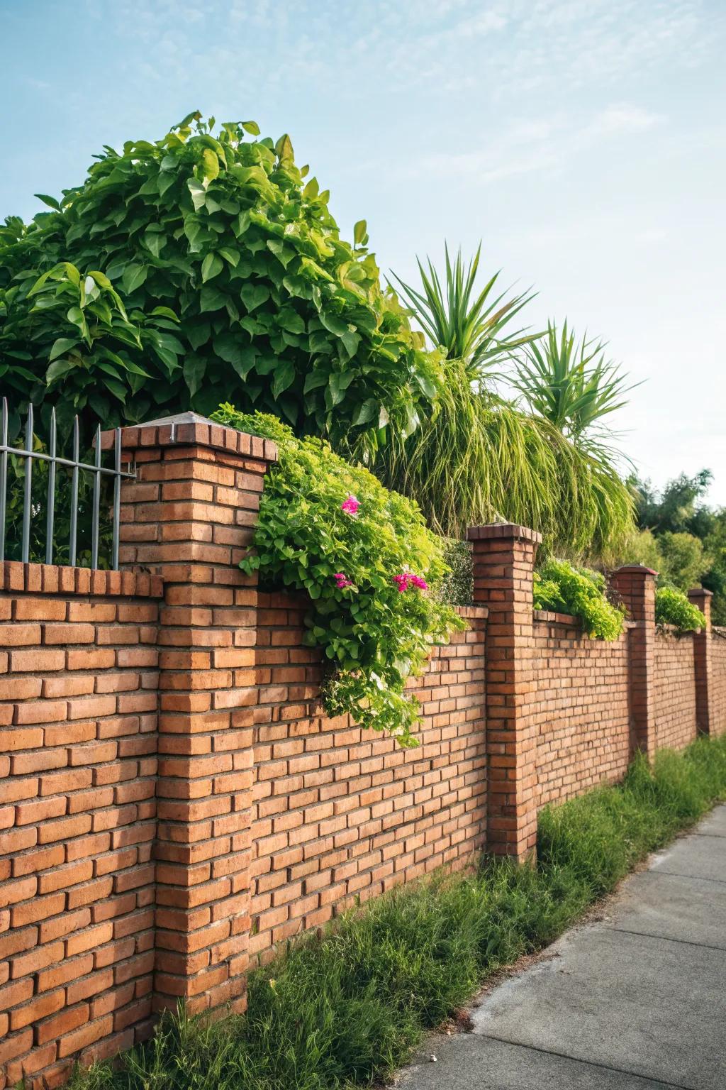 Highlight your garden’s beauty with a brick fence backdrop.