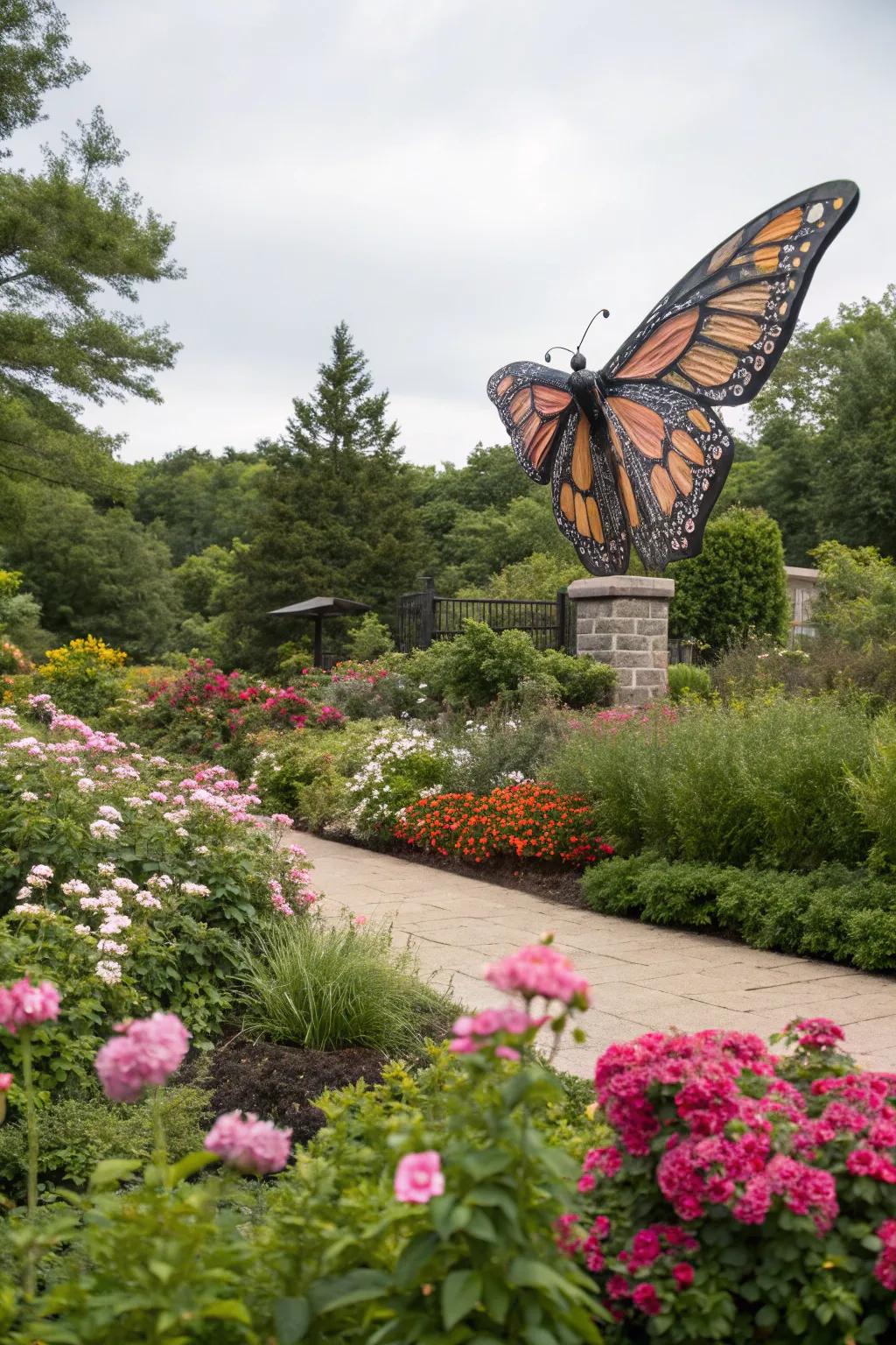 Make a statement with a stunning butterfly sculpture.