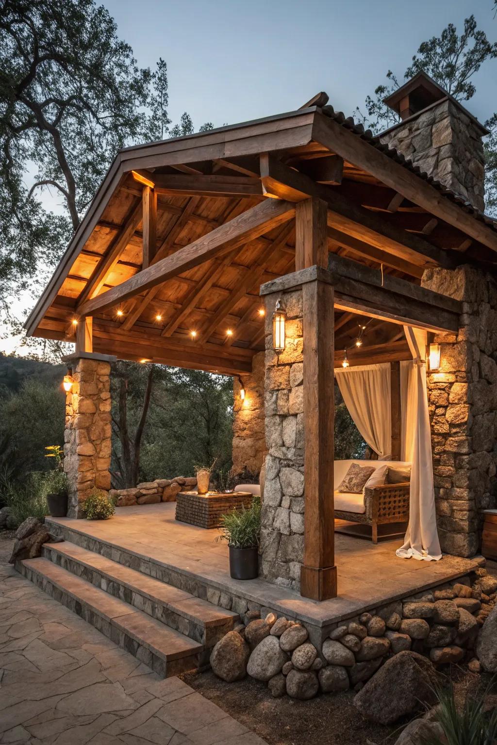 A rustic charm cabana that feels like a warm embrace.