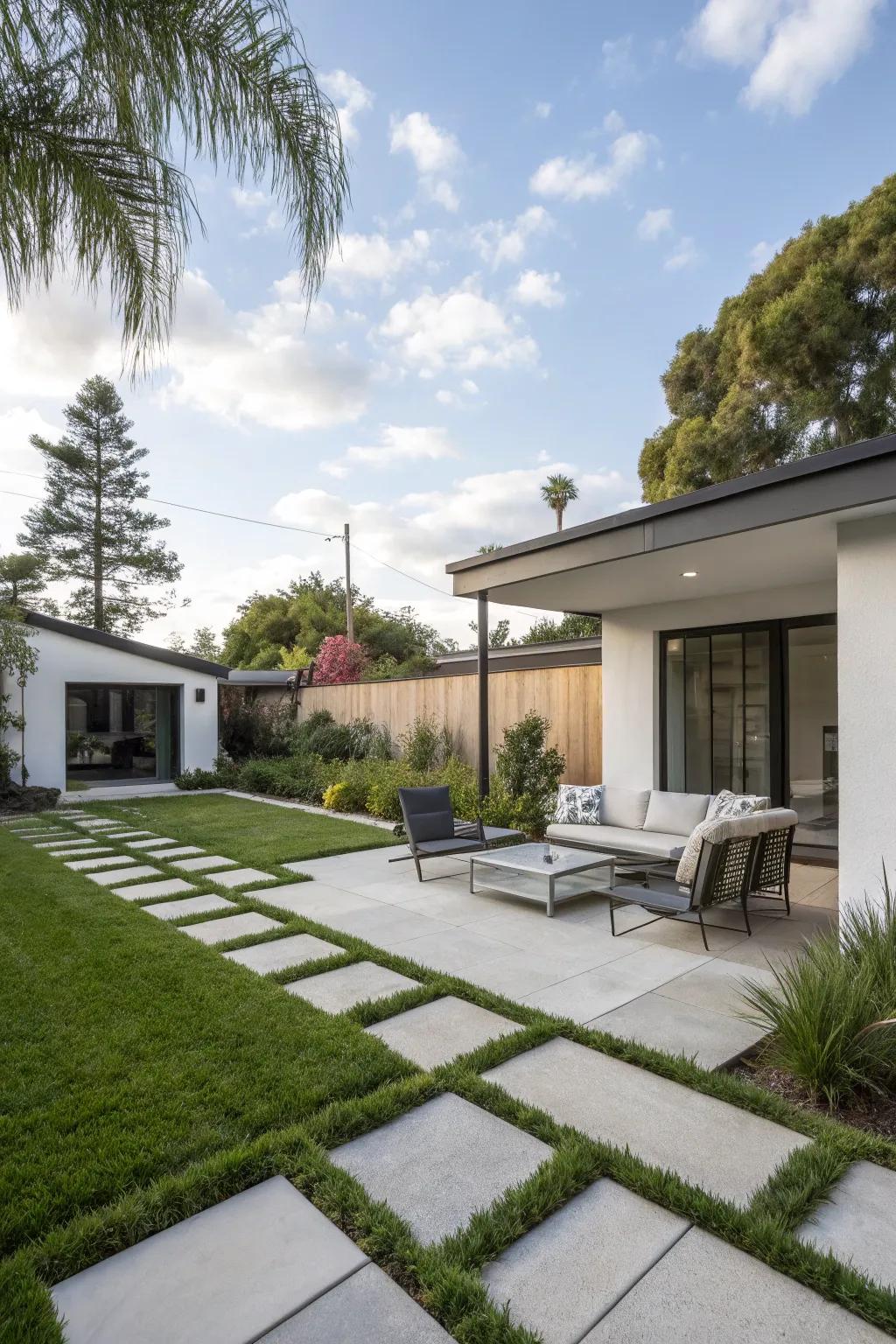 Sleek and stylish, modern landscaping enhances your backyard's appeal.
