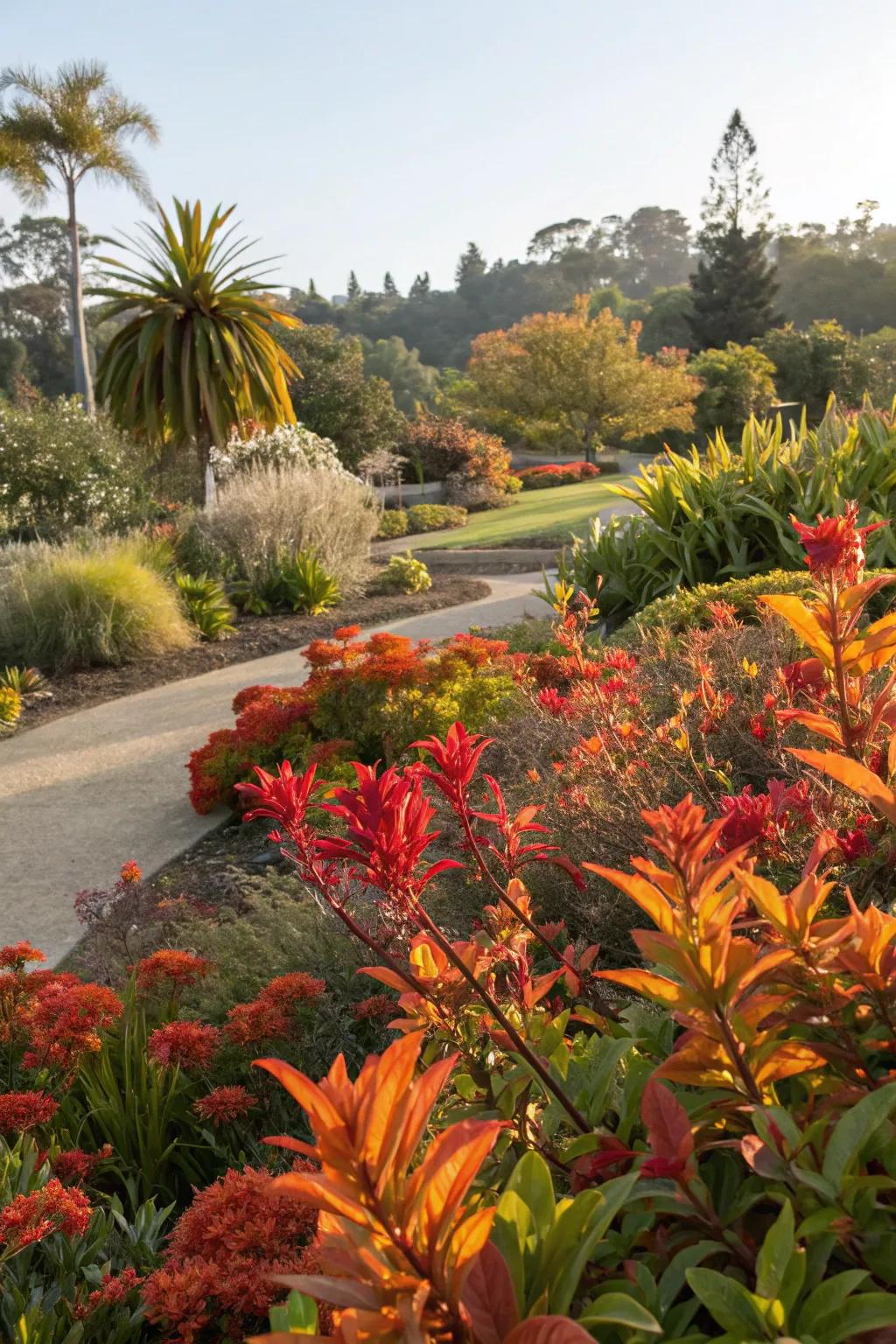 A garden featuring colorful foliage that adds vibrancy.