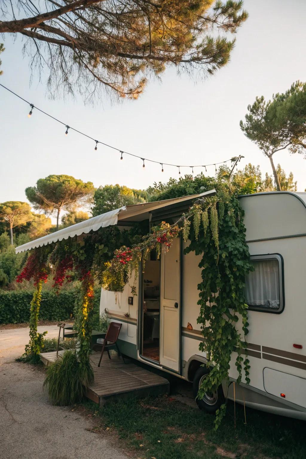 Embrace nature with a hanging garden awning.