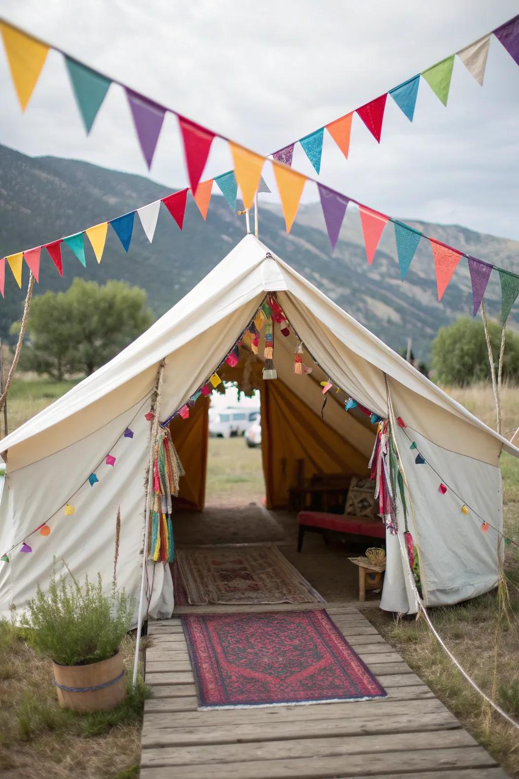Bunting adds a playful and personalized touch to your campsite.