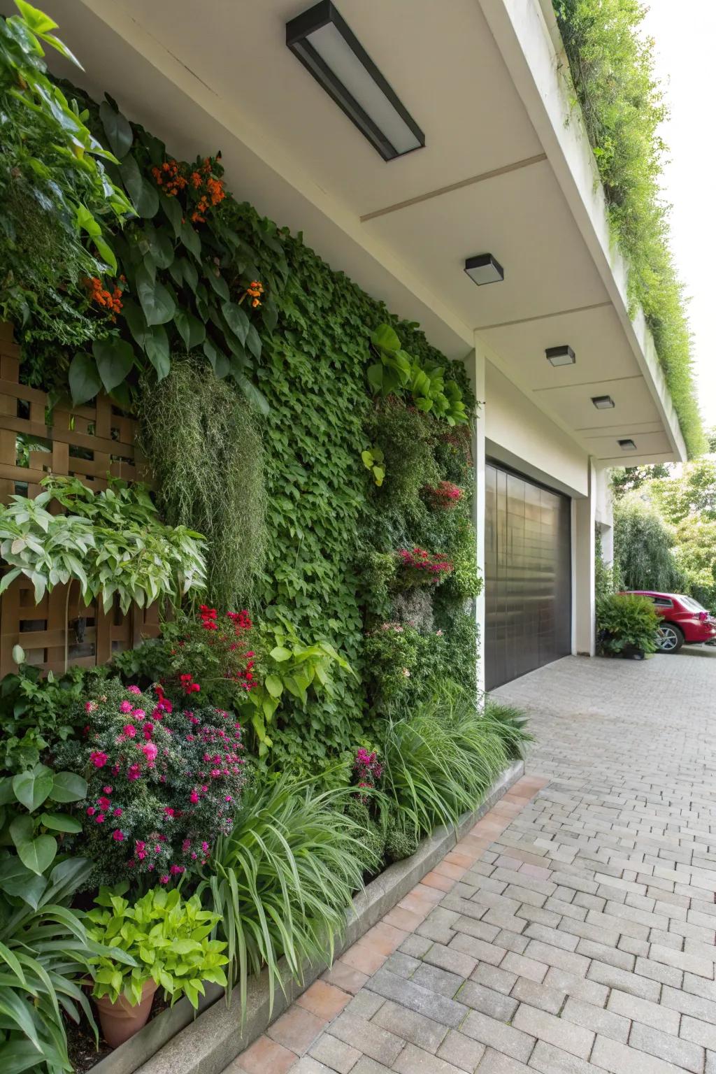 Create a vertical garden for a touch of nature in your carport.