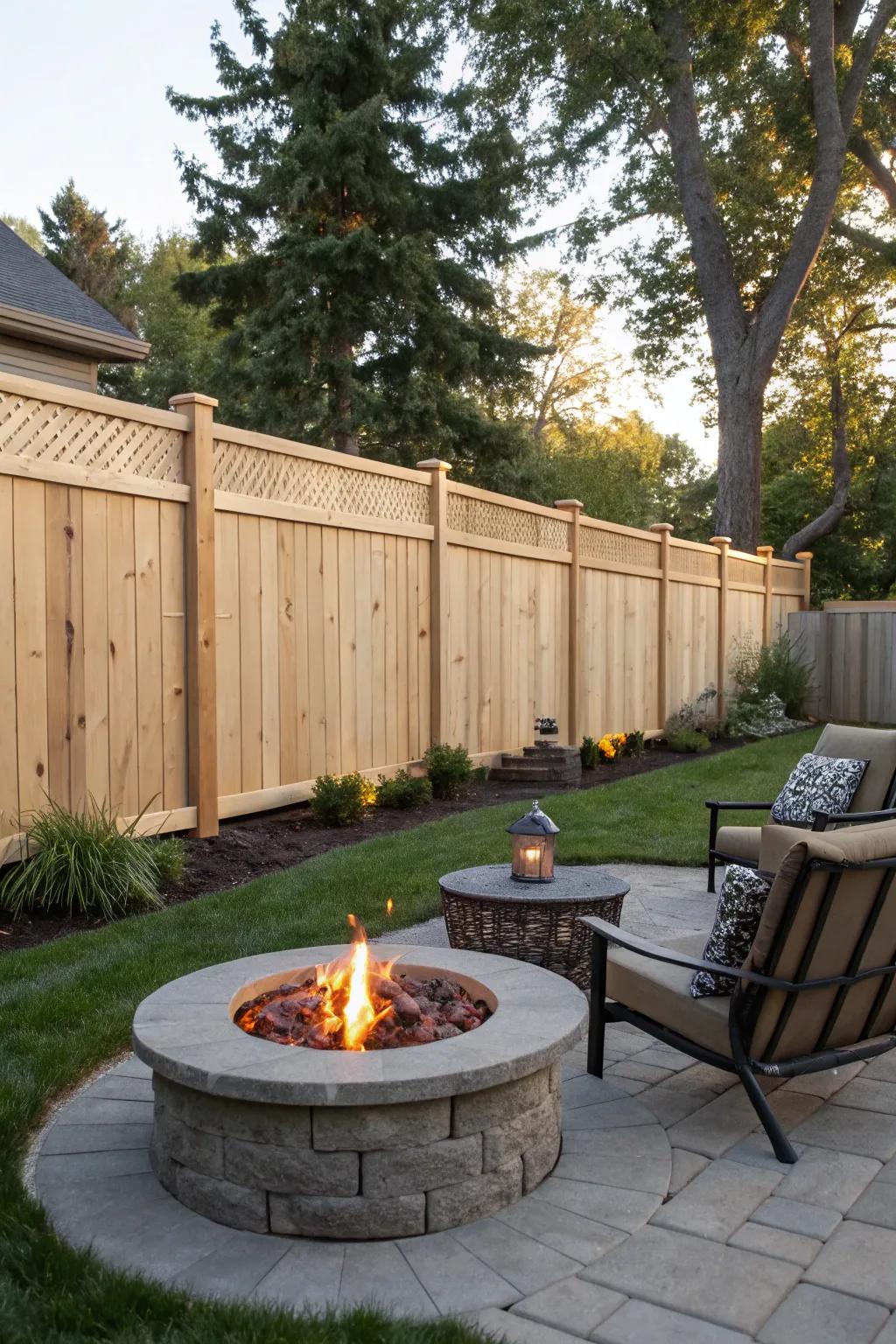 Solid cedar panels provide privacy and style.