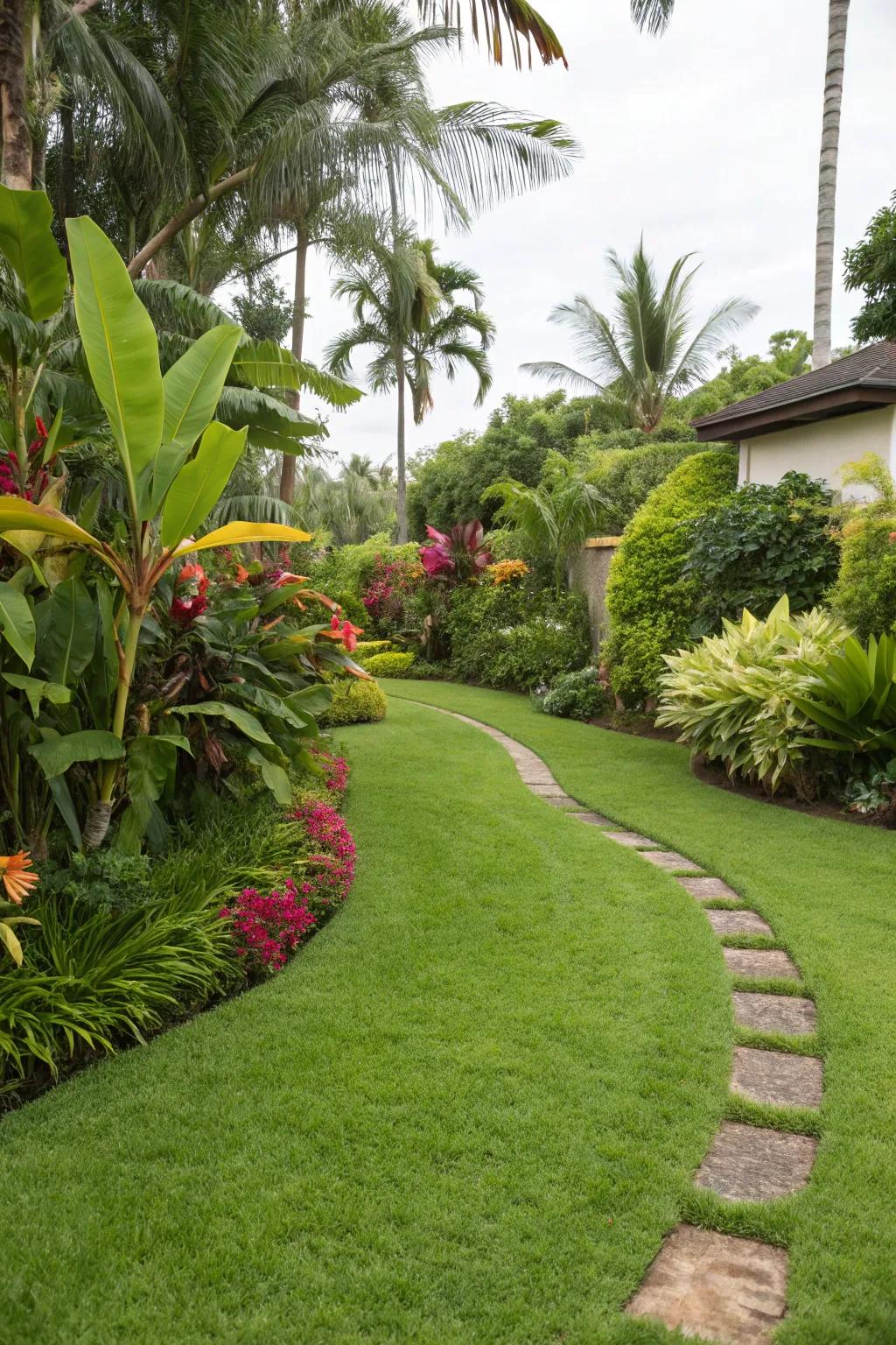 A lush, green lawn serves as a beautiful foundation for your garden.