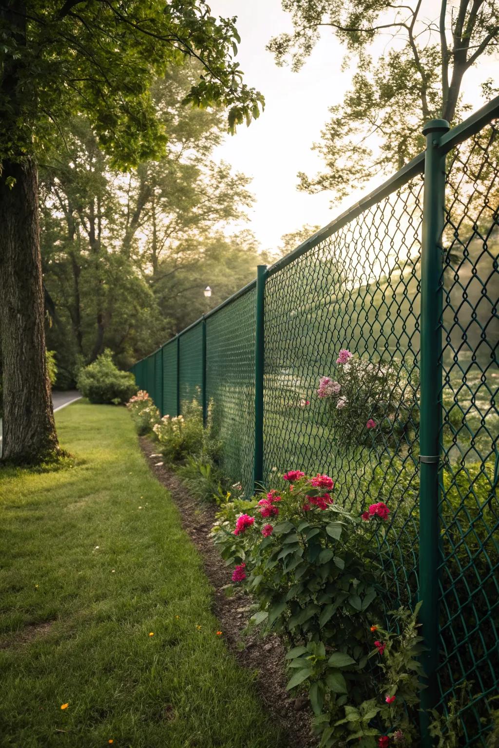 A fresh coat of paint can transform a chain link fence into a seamless part of your garden.