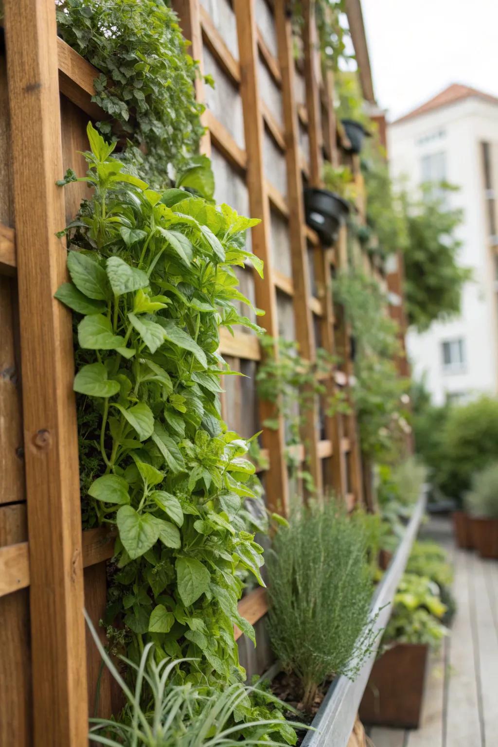 Vertical gardens maximize space and add lushness.