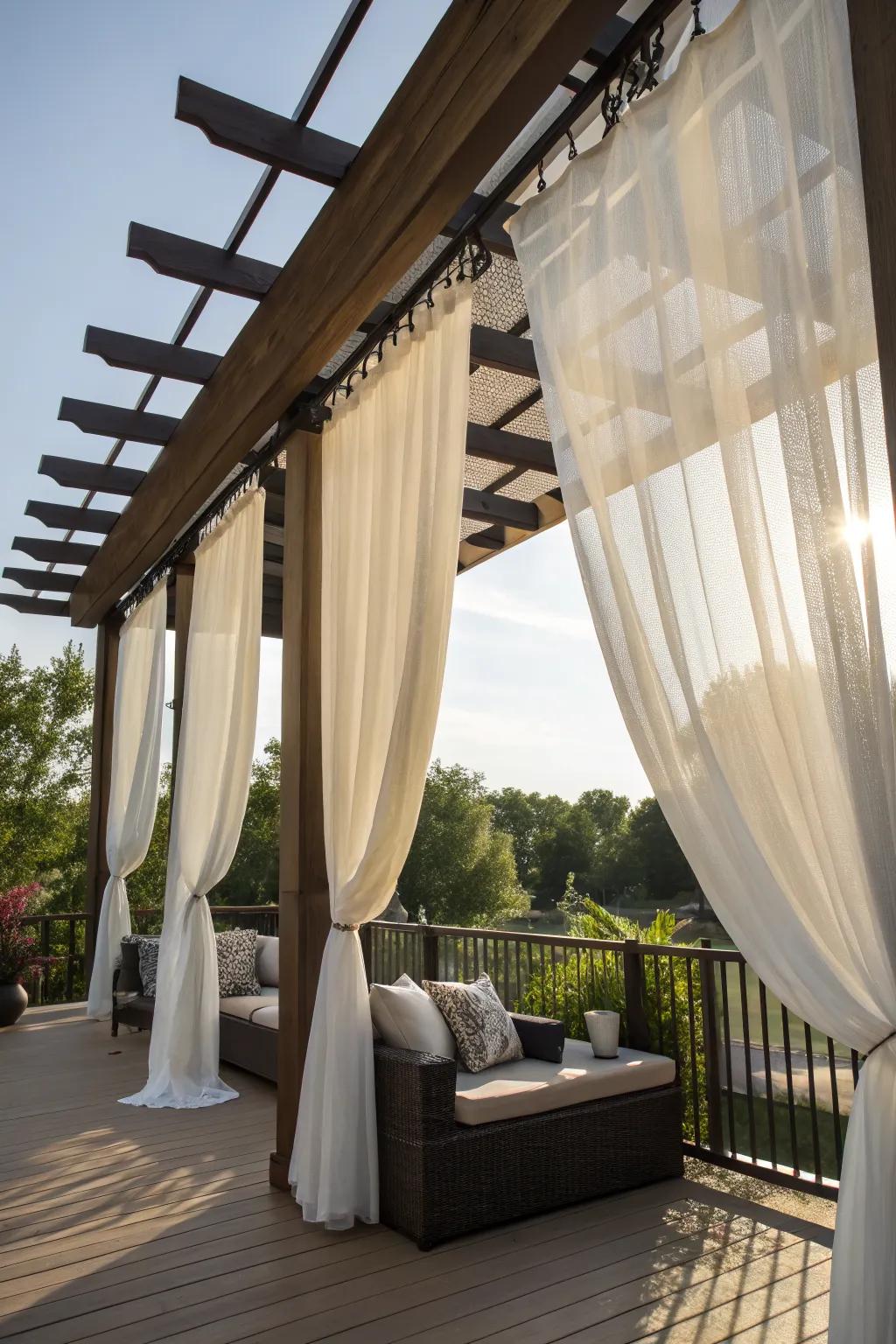 Outdoor curtains add elegance and privacy to any deck.