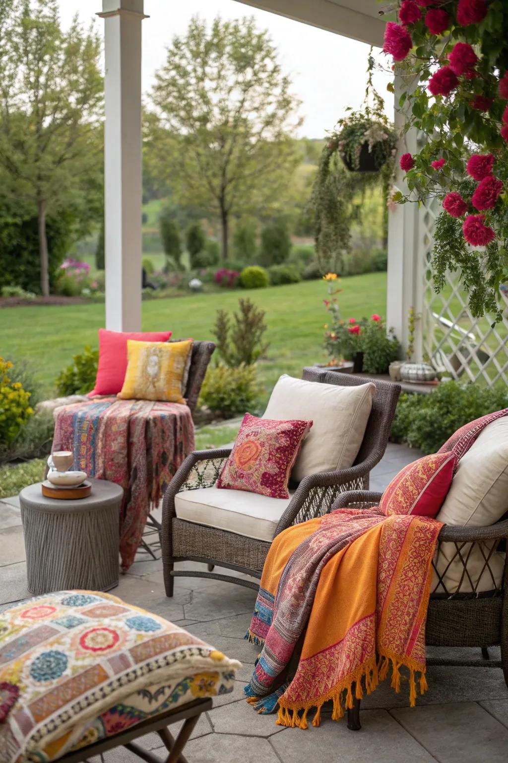 Textiles can instantly elevate your patio's comfort and style.