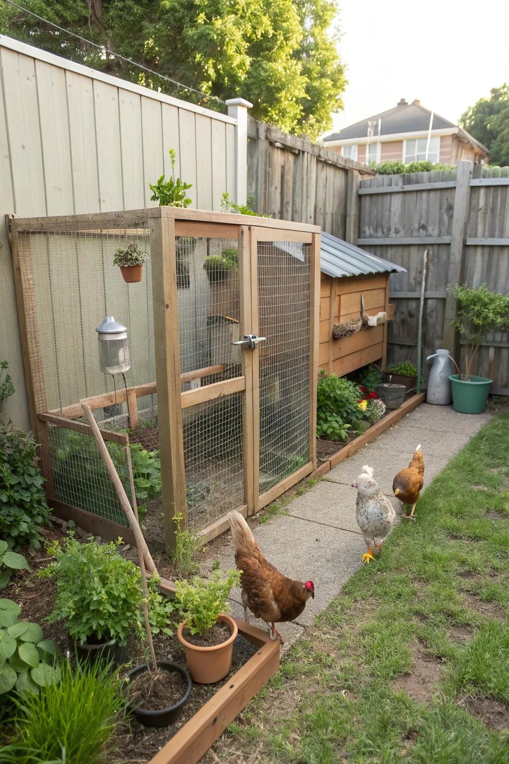 Small space, big utility: a compact chicken run.