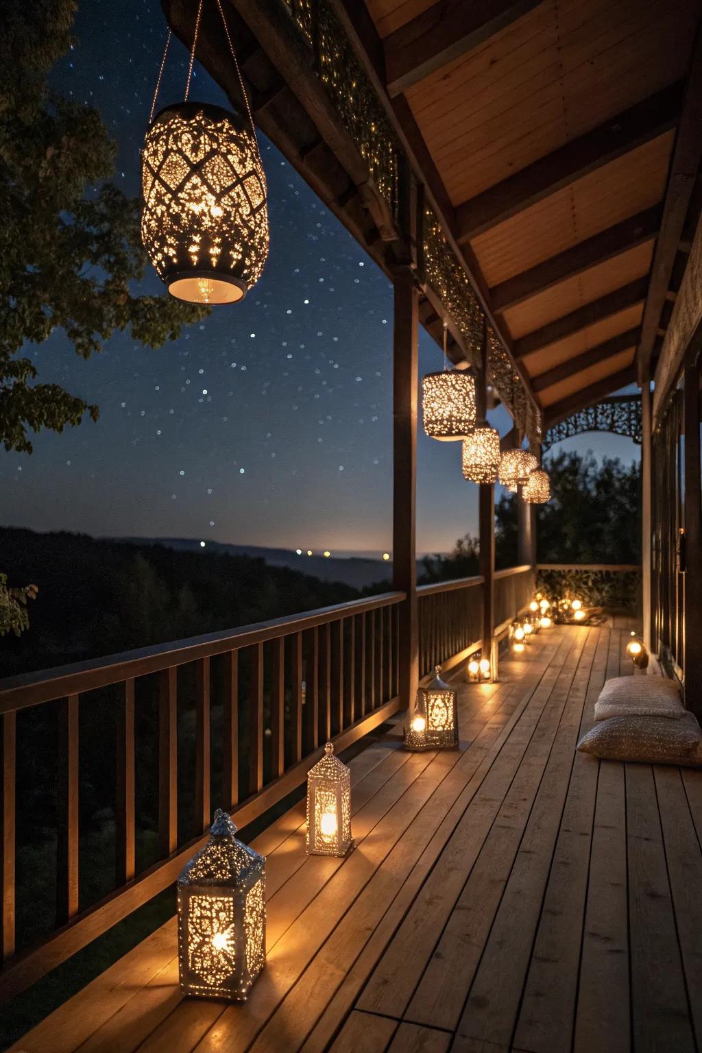 Enhance your balcony with lanterns and candles.
