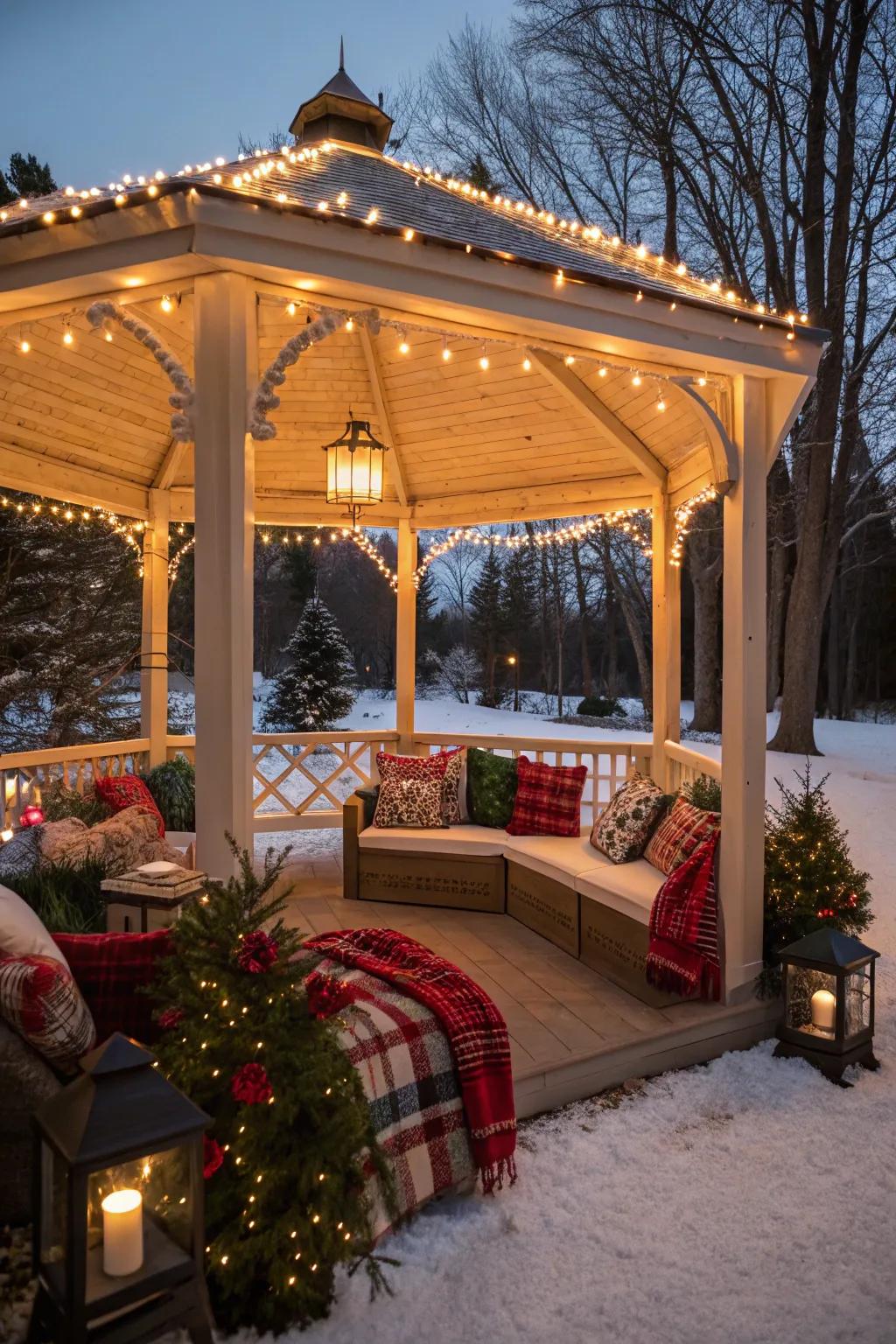 Cozy seating makes your gazebo inviting and warm.